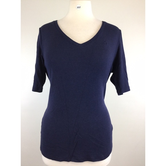 Ralph Lauren Tops - Ralph Lauren Blue V Neck Mid Sleeve Shirt Size XL